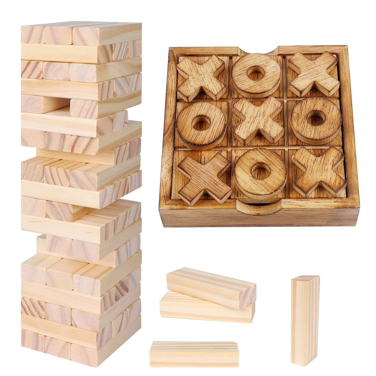 Glintoper Tic Tac Toe board close-up shows smooth wood for family play.