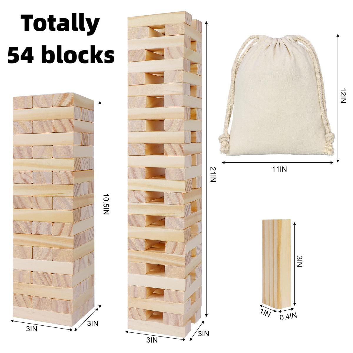 Glintoper tumble tower blocks with 54 pieces ready for height-building play.