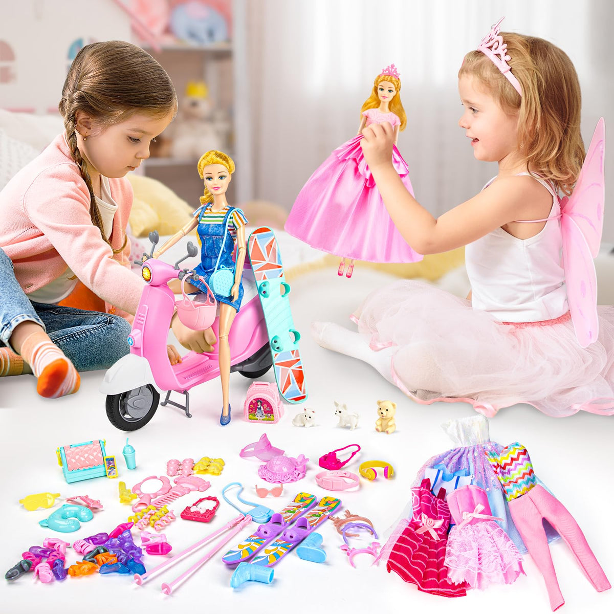 Skiing kit and pet set expand dress-up scenarios.
