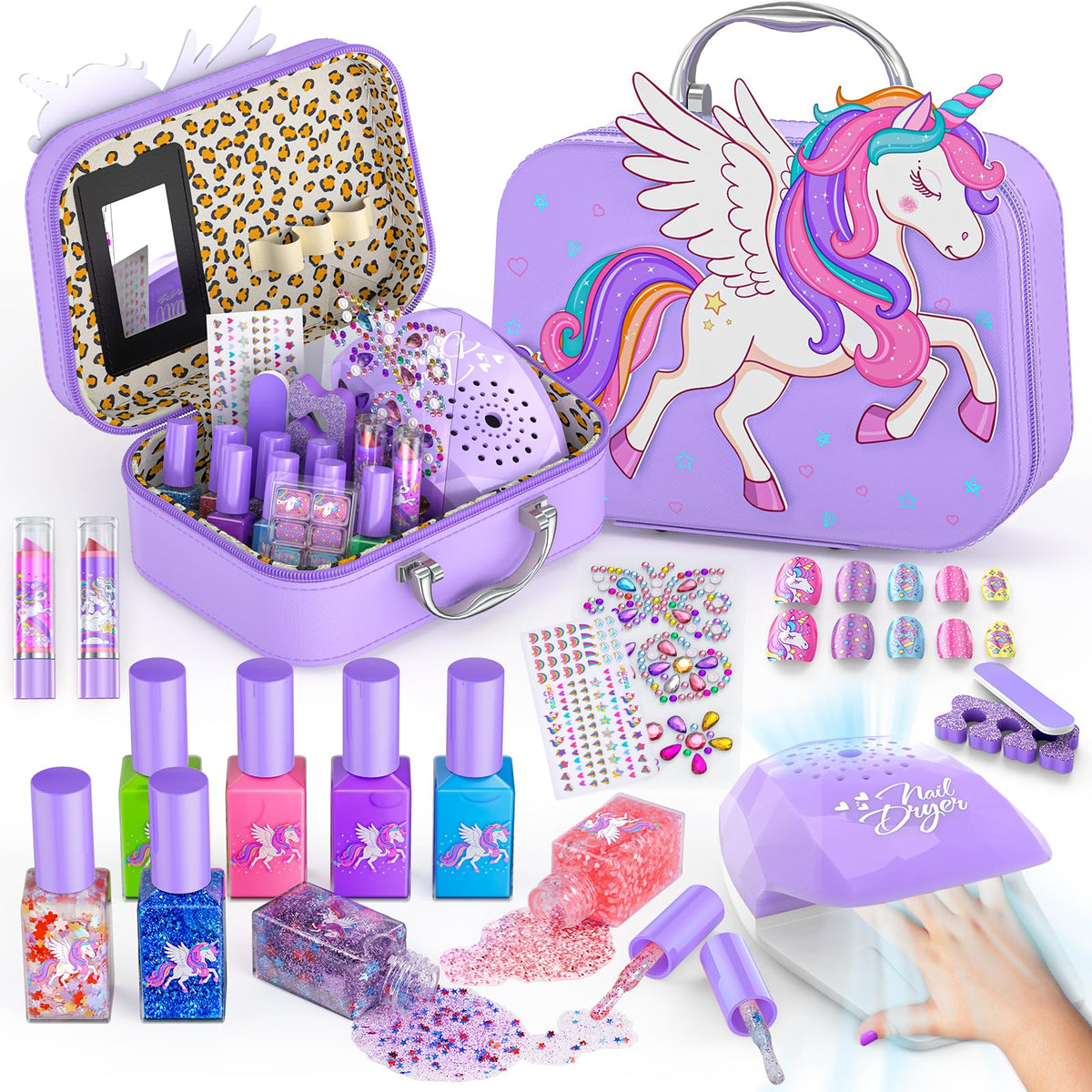Glisiol Pegasus design nail polish set with glitter colors for imaginative play