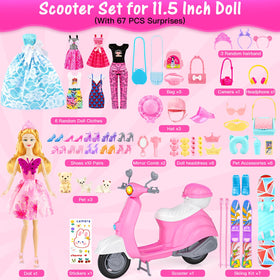 Pink doll scooter by Glisiol enhances travel-inspired storytelling.