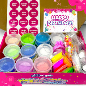 Glitter Galz glow-in-dark slime for exciting nighttime play.