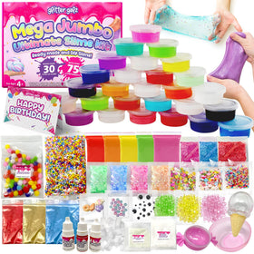 Glitter Galz premade slime colors display for vibrant, mess-free sensory play.