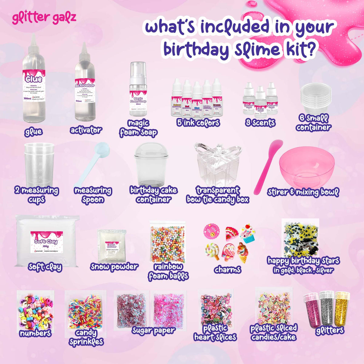 Glitter Galz activator bottle enabling clean, quick slime making.