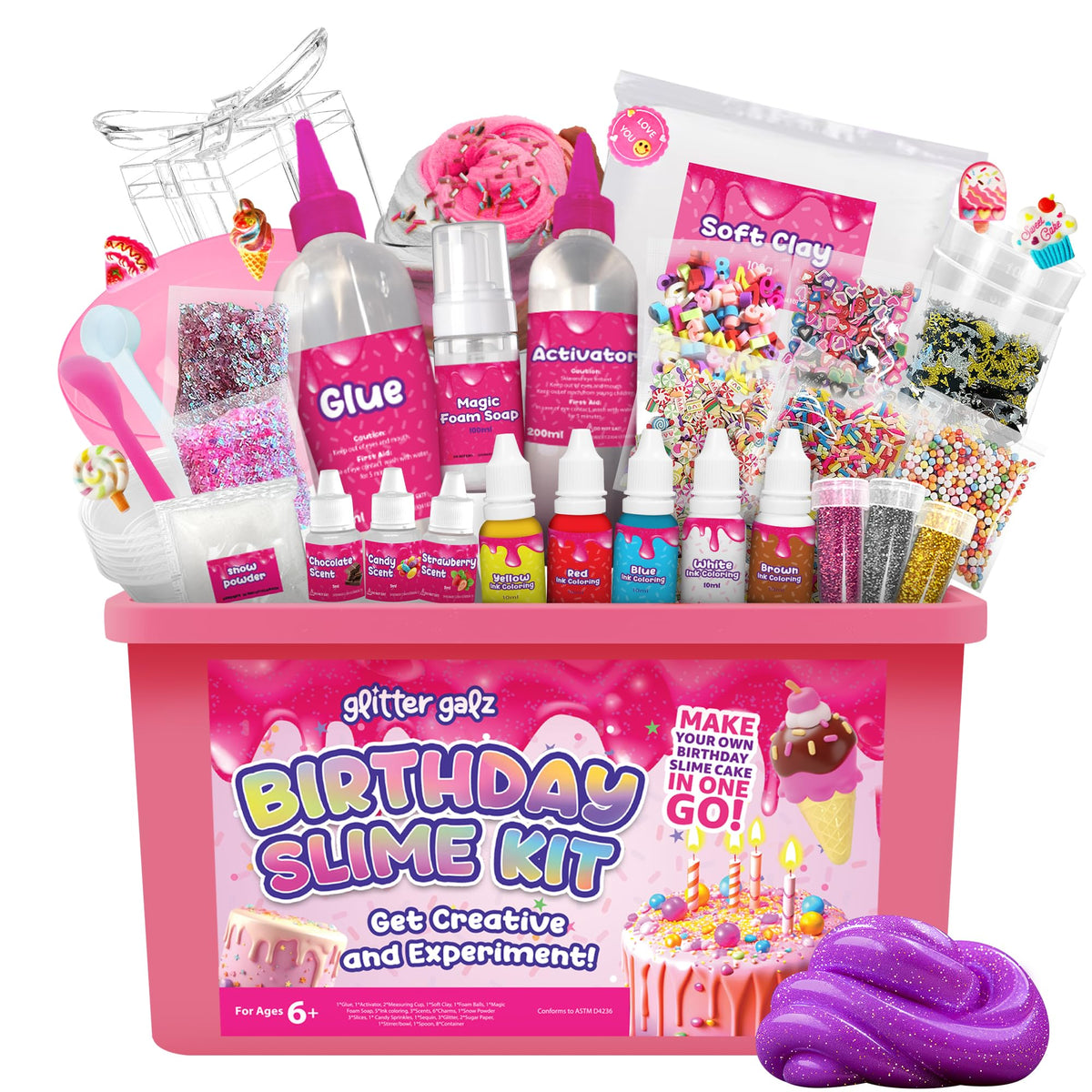 Glitter Galz slime kit main packaging for creative display and gifting.