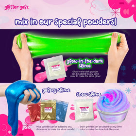Glitter Galz swirl, pop, and stretch slime for imaginative crafts.