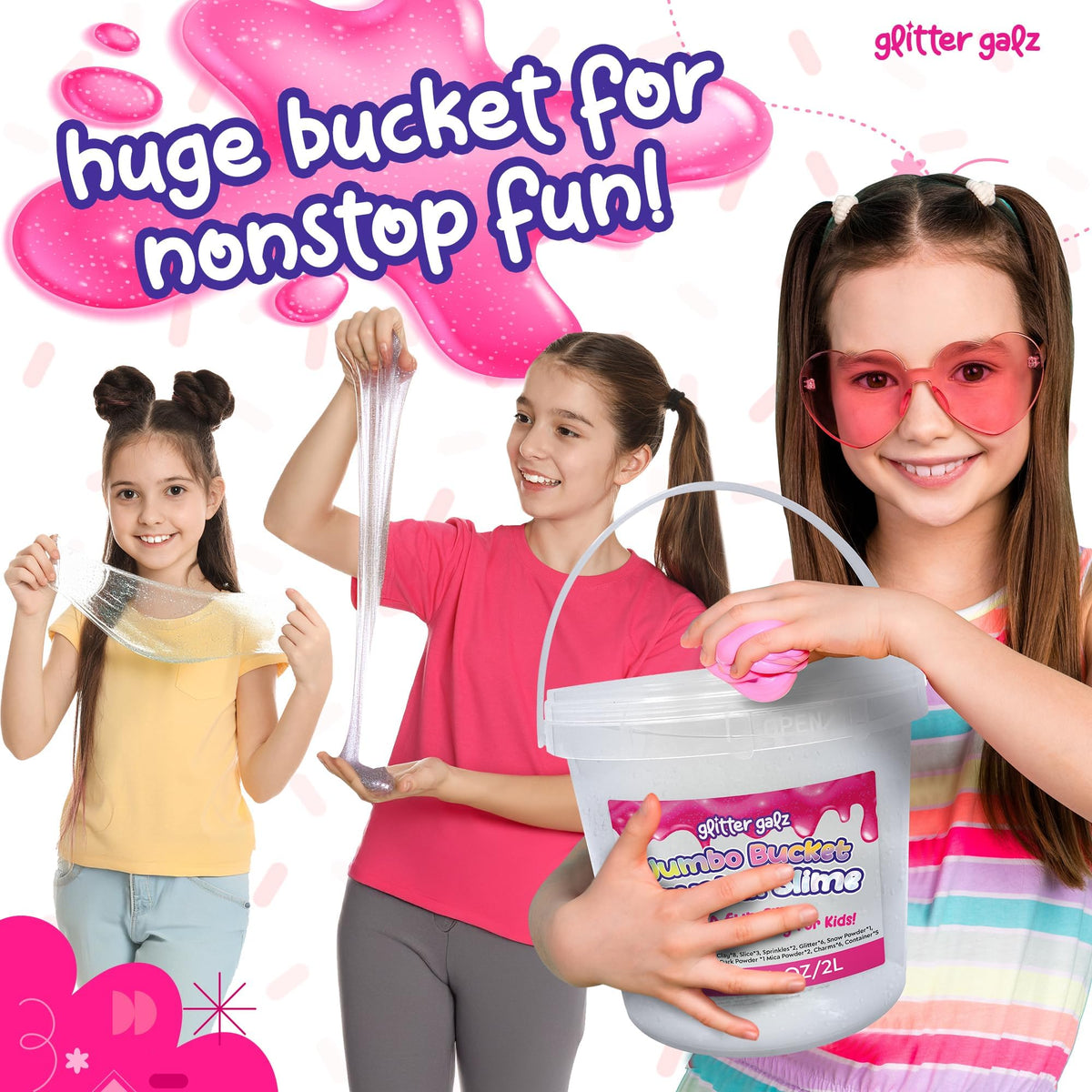 Glitter Galz unscented slime base provides a pure crafting canvas.