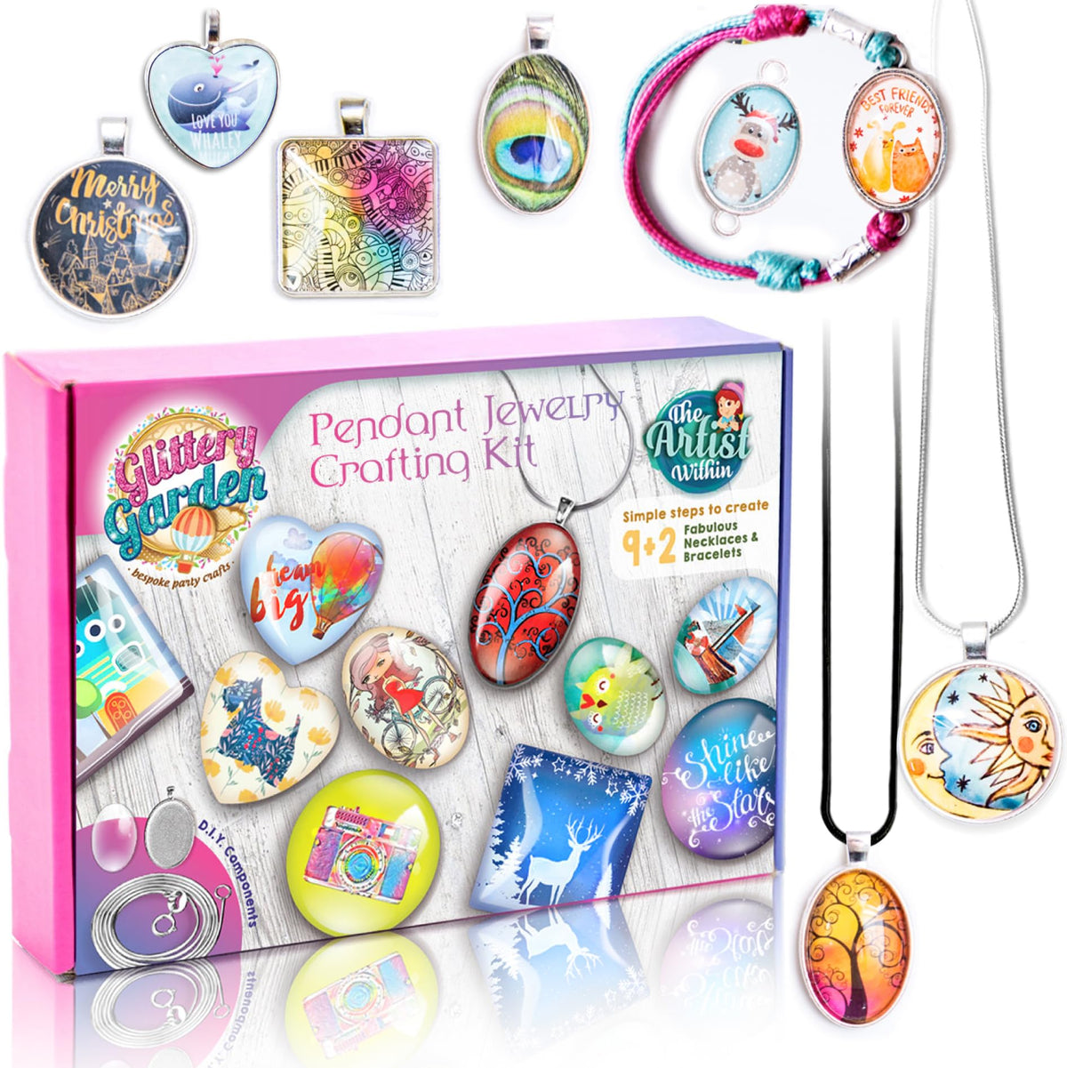 Glittery Garden pendant trays for custom pendant designs and keepsakes