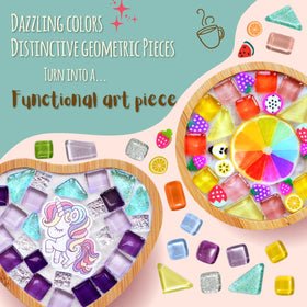 Glittery Garden rainbow heart coaster mosaic, ideal for kid-friendly craft time.