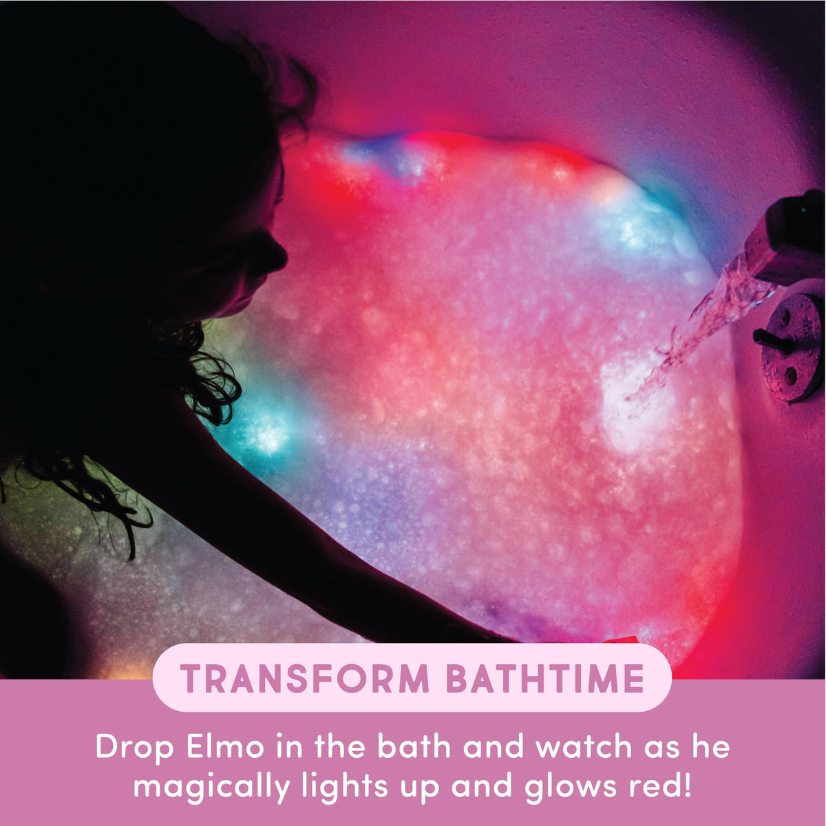 Glo Pals bath-time cubes illuminate during water play.