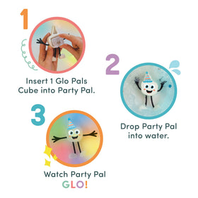 Glo Pals bath-time glow cubes help create calming, colorful bath routines.