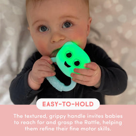 Glo Pals Bilateral Movement Rattle encourages symmetric arm movements during play.