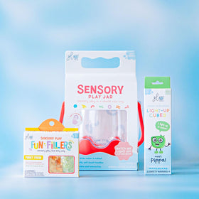 Glo Pals color-recognition cubes support visual learning.