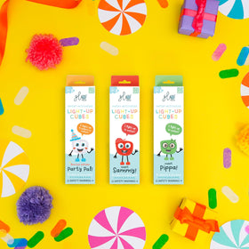 Cubes compatible with Glo Pals characters for imaginative play.