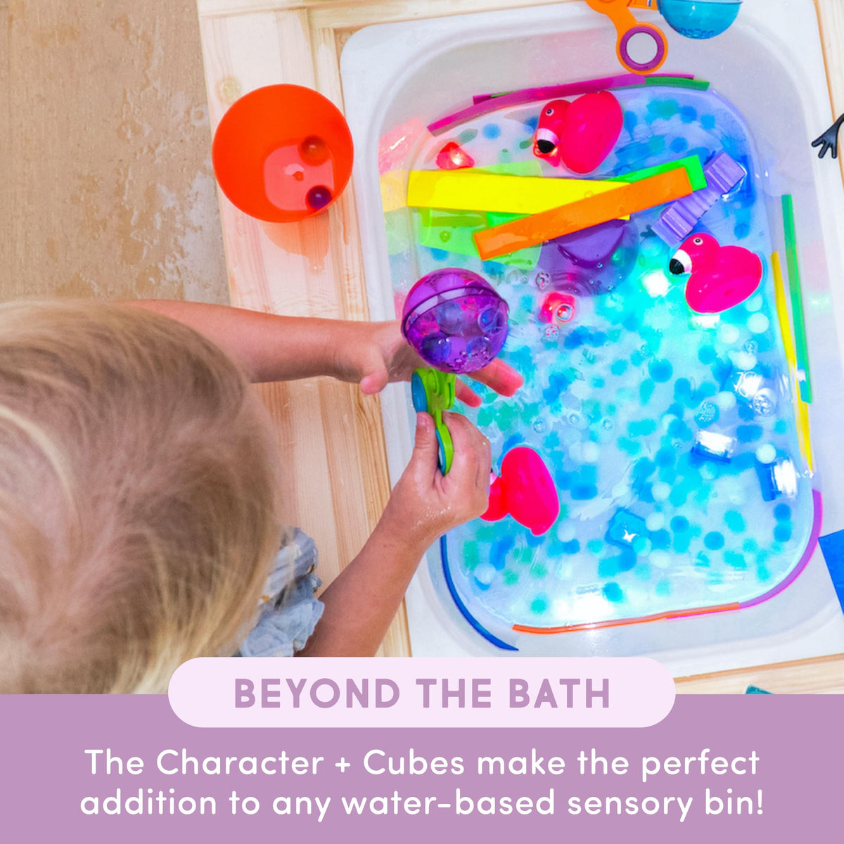 Glo Pals bathtime cubes are durable and easy to clean after splashes