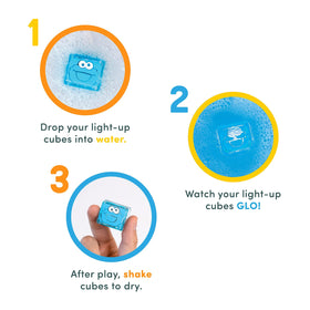 Glo Pals box includes Julia figure and six reusable cubes for sensory fun.