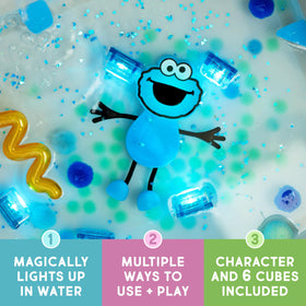 Glo Pals Julia character bath cubes with orange lights spark sensory exploration.