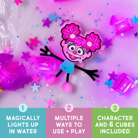 Glo Pals Julia light-up cubes in use, ideal for bath-time sensory exploration.