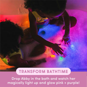 Glo Pals Julia flexible-arms figure enhances bath-time play and manipulation.
