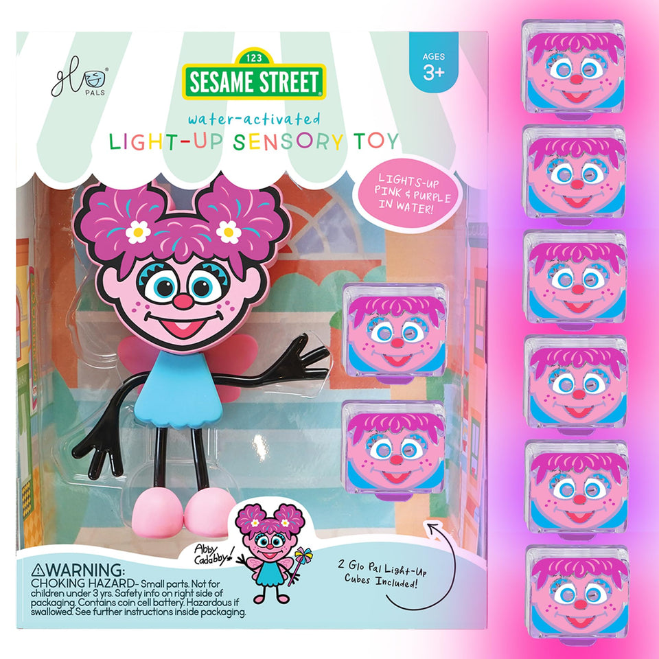 Glo Pals Julia character with light-up cubes in the main box for easy gifting.
