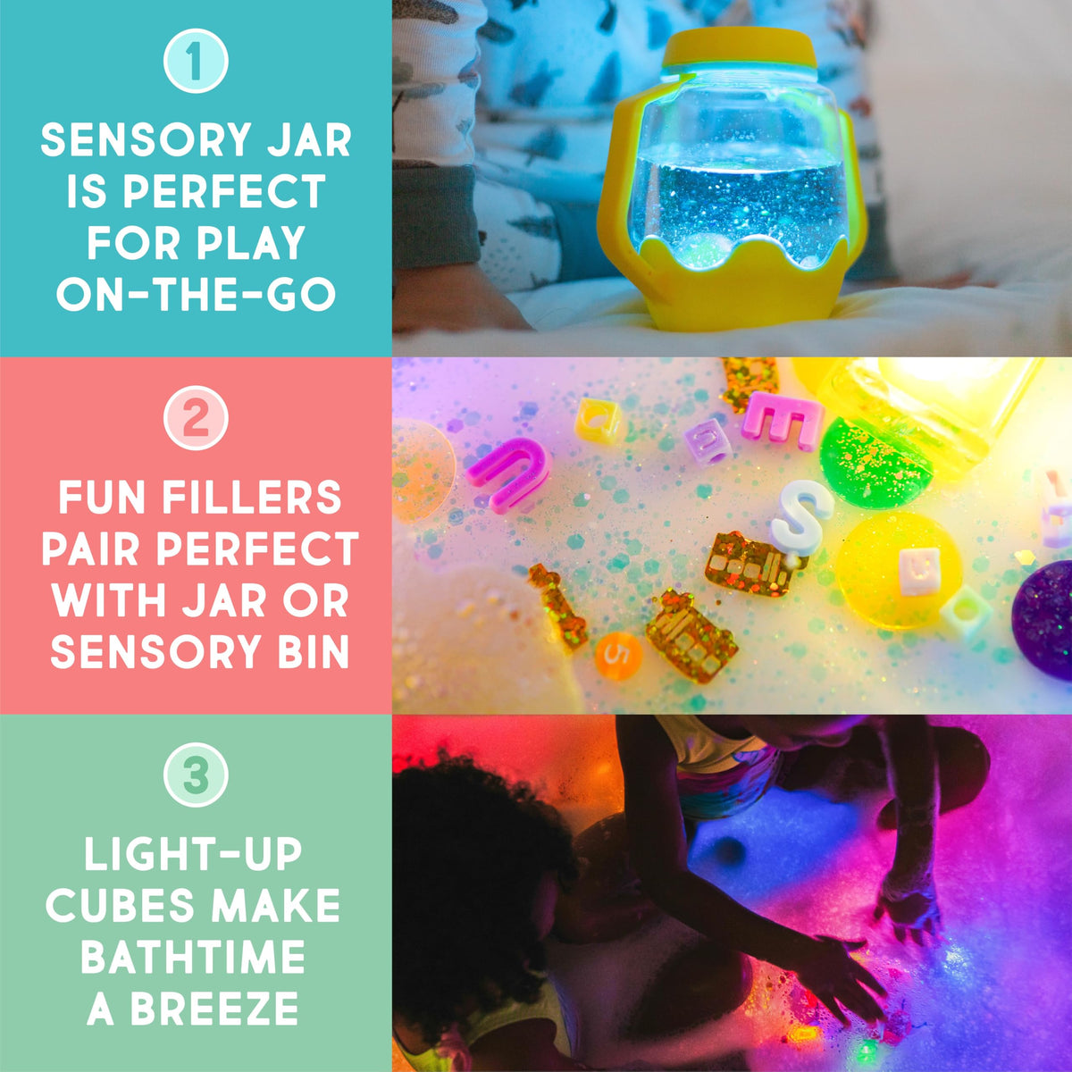 Glo Pals Light-Up Sensory Jar with changing colors for calming routines.
