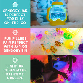 Glo Pals Light-Up Sensory Jar with changing colors for calming routines.