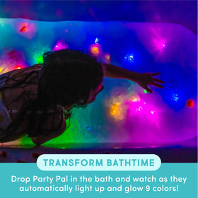 Glo Pals Party Pal bath cubes glow softly, inviting imaginative water games.