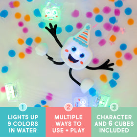 Glo Pals six reusable light-up cubes brighten bath play for curious little hands.