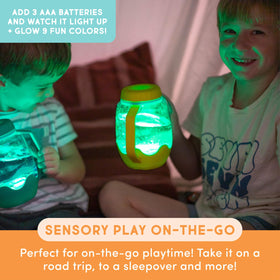 Glo Pals Water-Activated Cubes glow in water for bath time exploration.