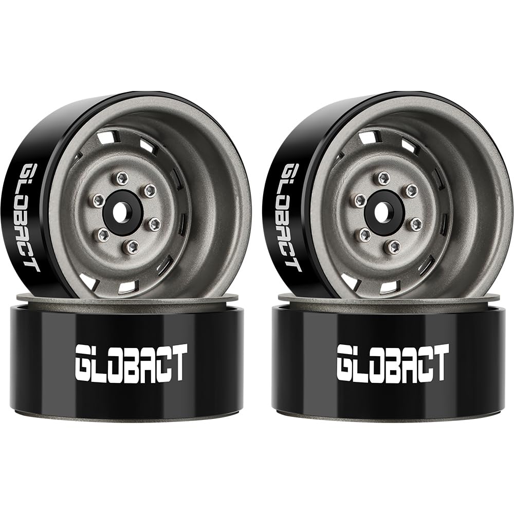 Globact 1.9in beadlock wheels close-up for TRX4 and Axial crawlers, precise fit.