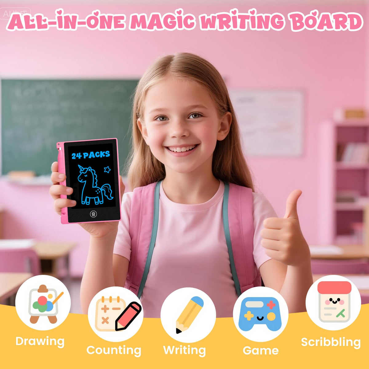 Glochin kids doodle tablet in color set, ideal party favors and classroom gifts.