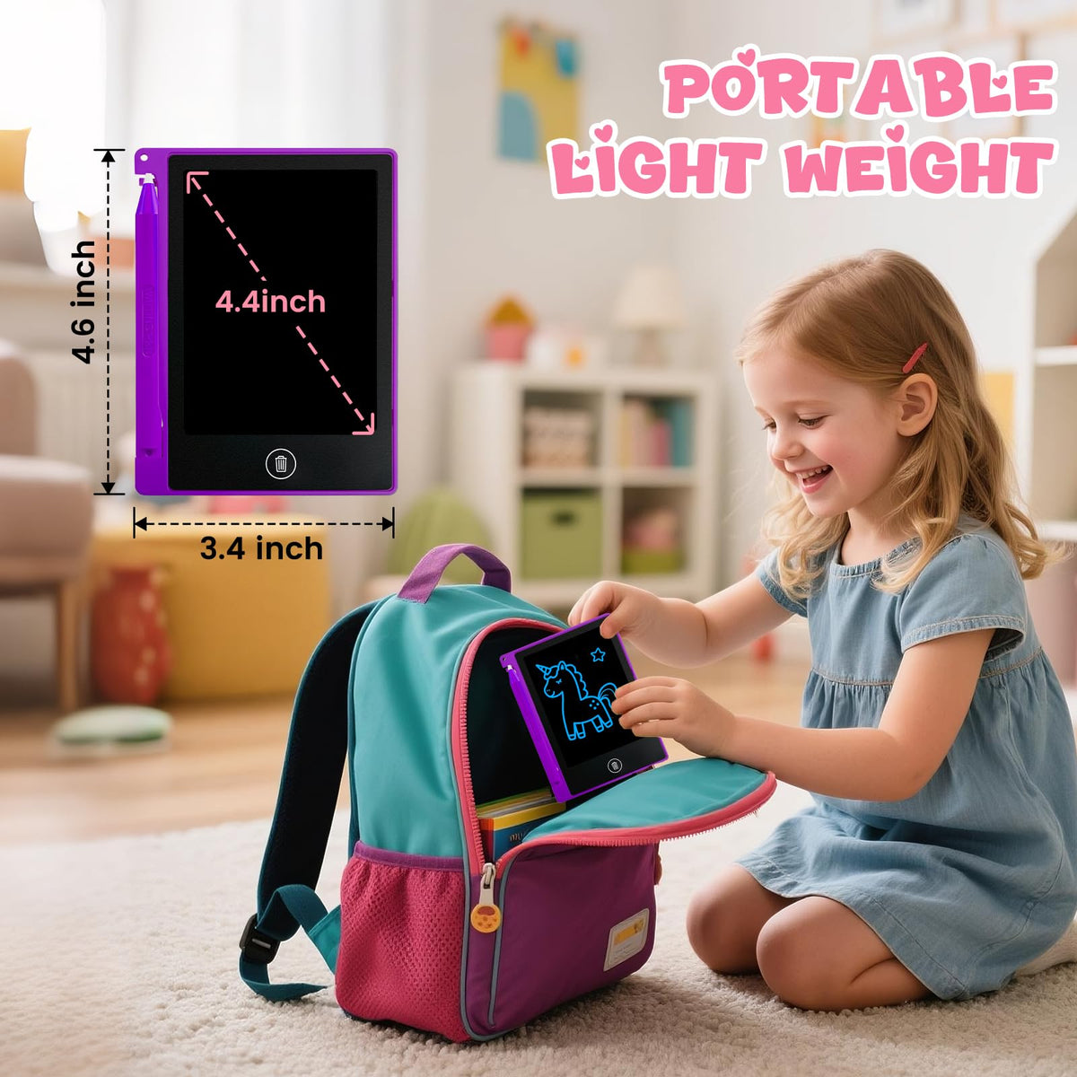 Glochin mini writing tablet on classroom desk for quick practice sessions.