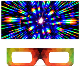 GloFX geometric rainbow diffraction glasses for vibrant festival visuals