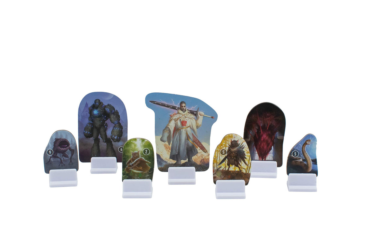 Gloomhaven Jaws of the Lion mercenaries figures stand ready for cooperative missions
