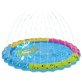 GloopGlee alphabet splash pad with large letters for educational outdoor play