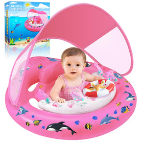 GLOPUS baby pool float with removable canopy for UPF50+ sun protection during outdoor play