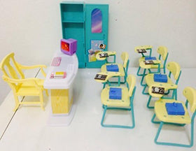 Gloria dollhouse playful accessories; add realistic classroom details.