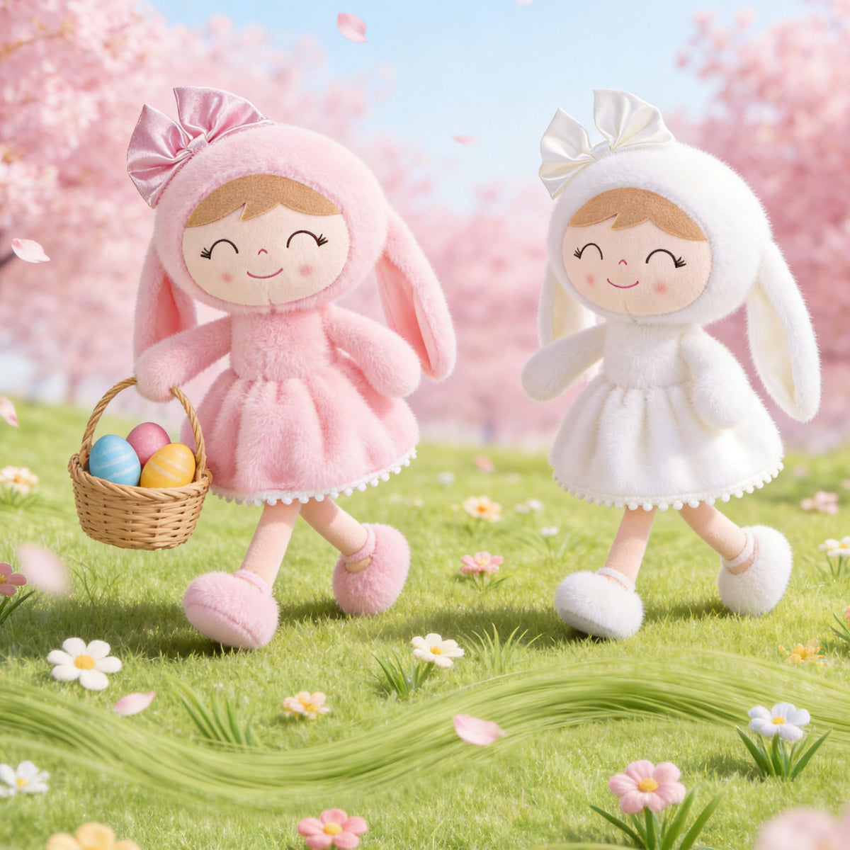 Gloveleya baby girl plush bunny hugging scene ideal for soothing bedtime moments
