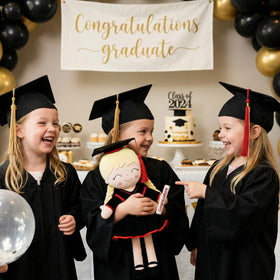 Gloveleya graduation doll as a party gift keepsake for family.