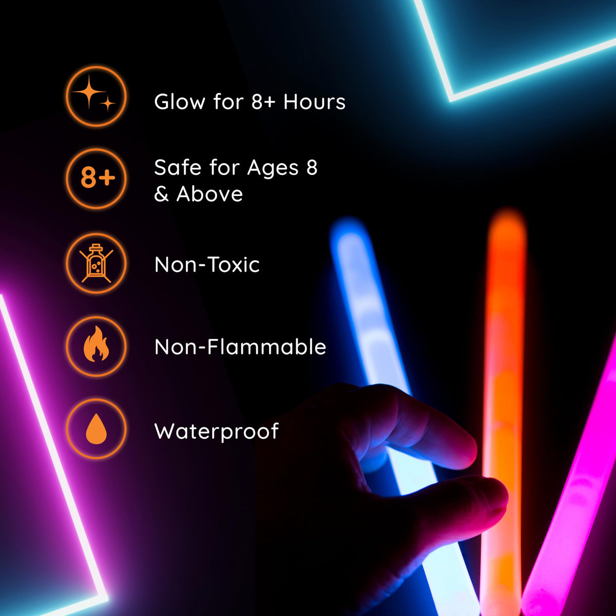 Glow Fever blue colors add vibrant accents for kids' parties and night games