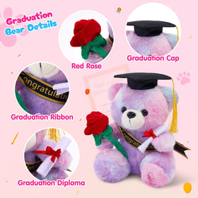 Glow Guards bear wearing sash and mortarboard ready for graduation photos.