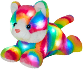 Glow Guards Rainbow Cat Plush full view with colorful fur and friendly face