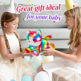 Glow Guards Rainbow Cat Plush night light glows softly for bedtime