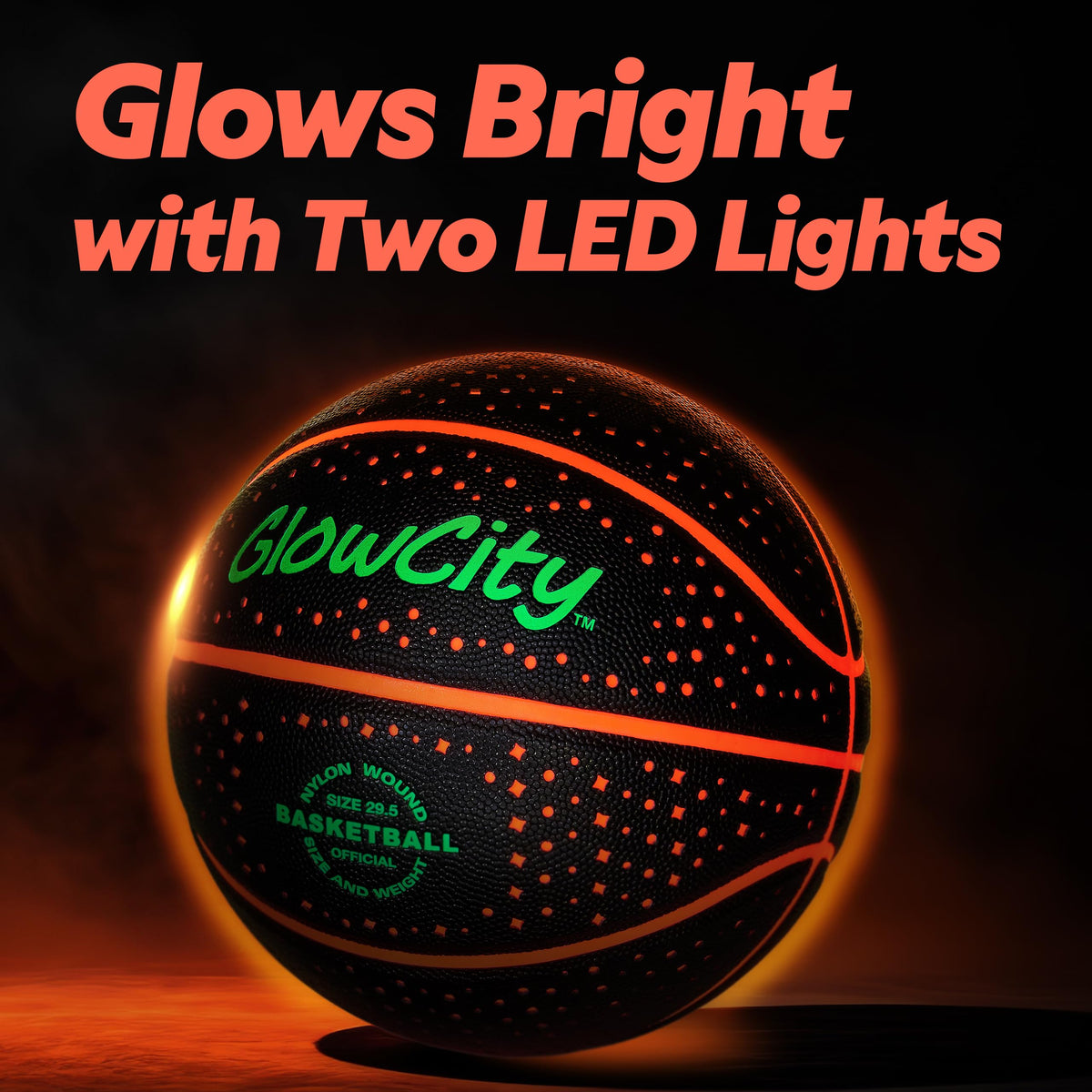 GlowCity Glow in the Dark Basketball glow activated inside during a bounce