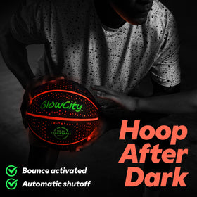 GlowCity Glow in the Dark Basketball with red LED bounce action for night play