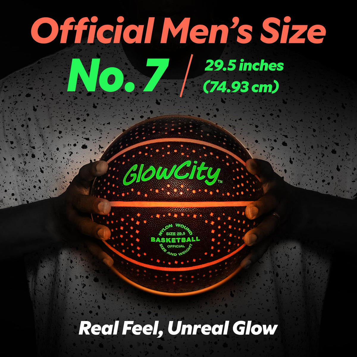 GlowCity Glow in the Dark Basketball's durable rubber surface endures outdoor play