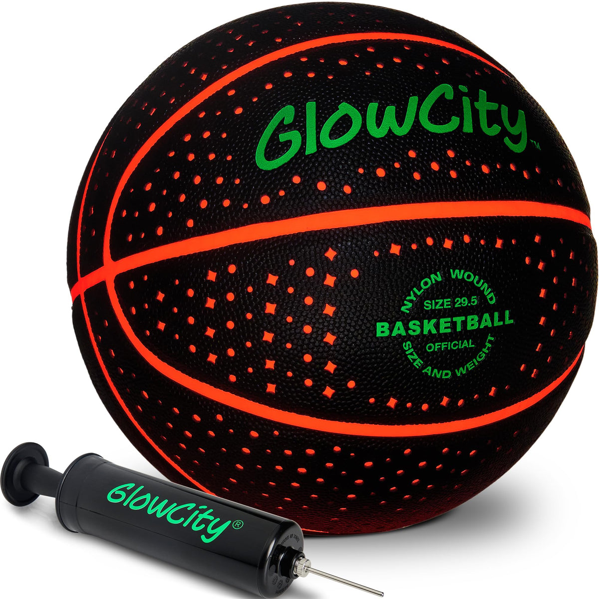 GlowCity Glow in the Dark Basketball front view glows for night outdoor play