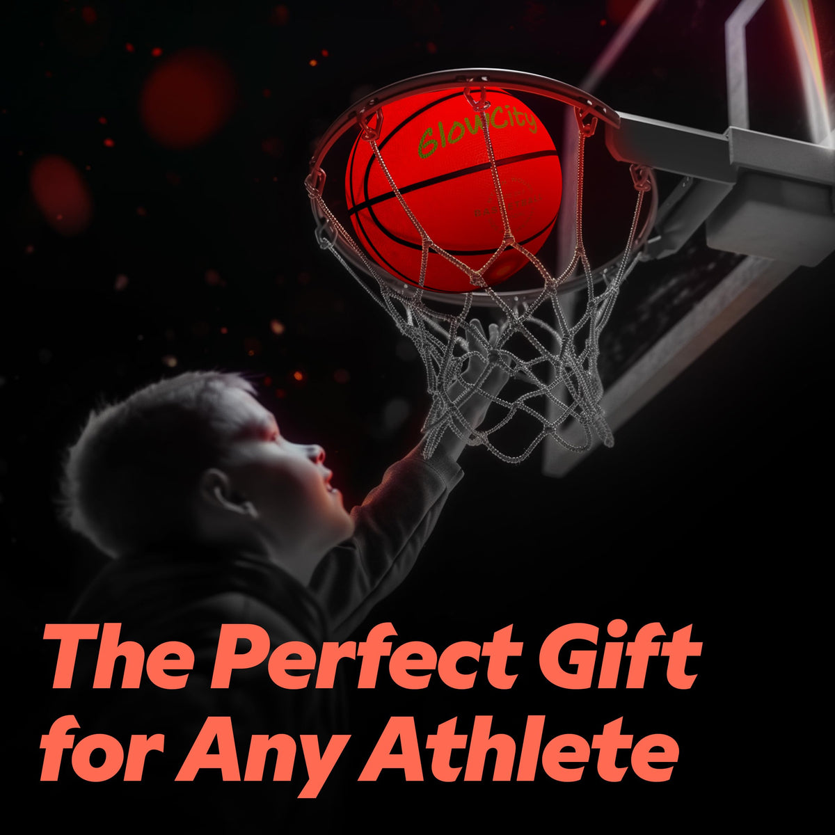 GlowCity glow-in-the-dark basketball showing dual internal lights.