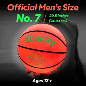 GlowCity glow-in-the-dark basketball LED inside lights up for play.