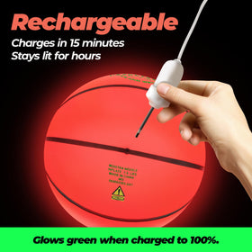 GlowCity Light Up Basketball with USB charging cable for quick recharges